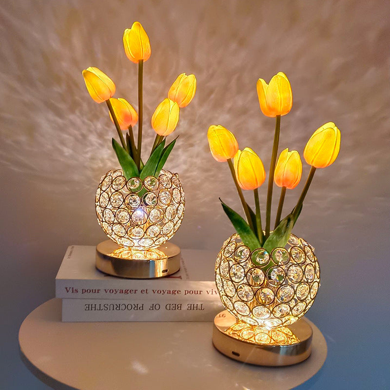 Lampa nocna dotykowa – elegancki blask kryształu
