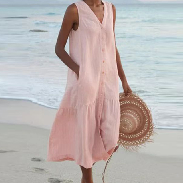 Sandrine | Lichte Zomerjurk – Elegant en V-hals