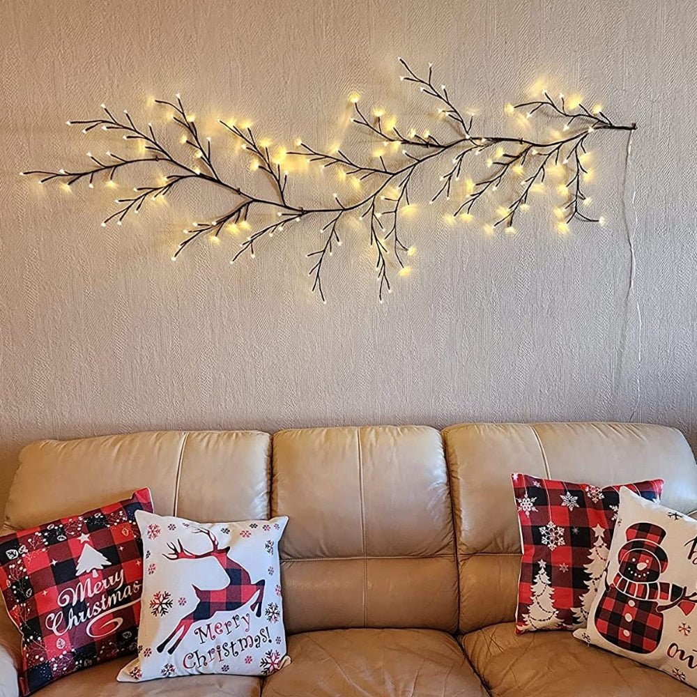 Wall Garland in the Shape of a Branch — Warm and Natural Lighting