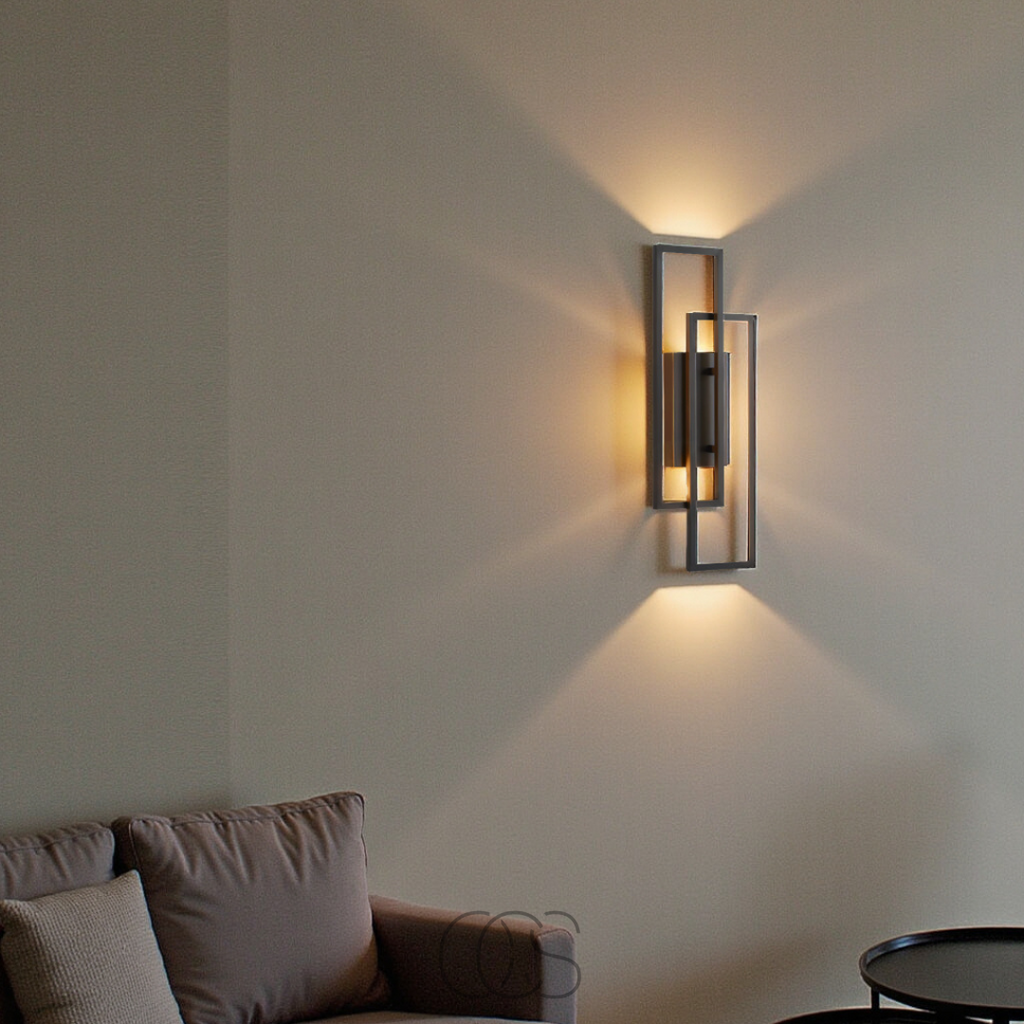 Rechteckige geometrische Wandlampe – Eleganz und Modernität 