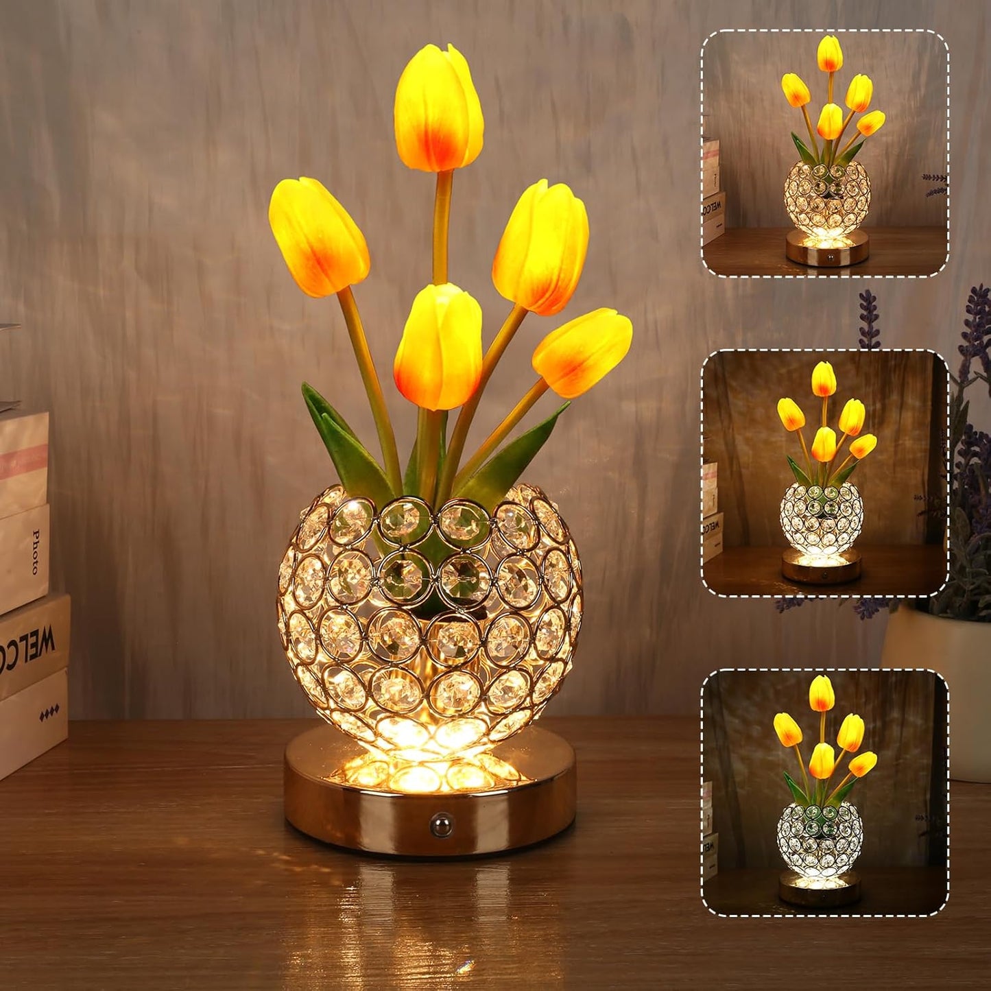 Lampada da Comodino Tattile – Splendore Cristallino Elegante 