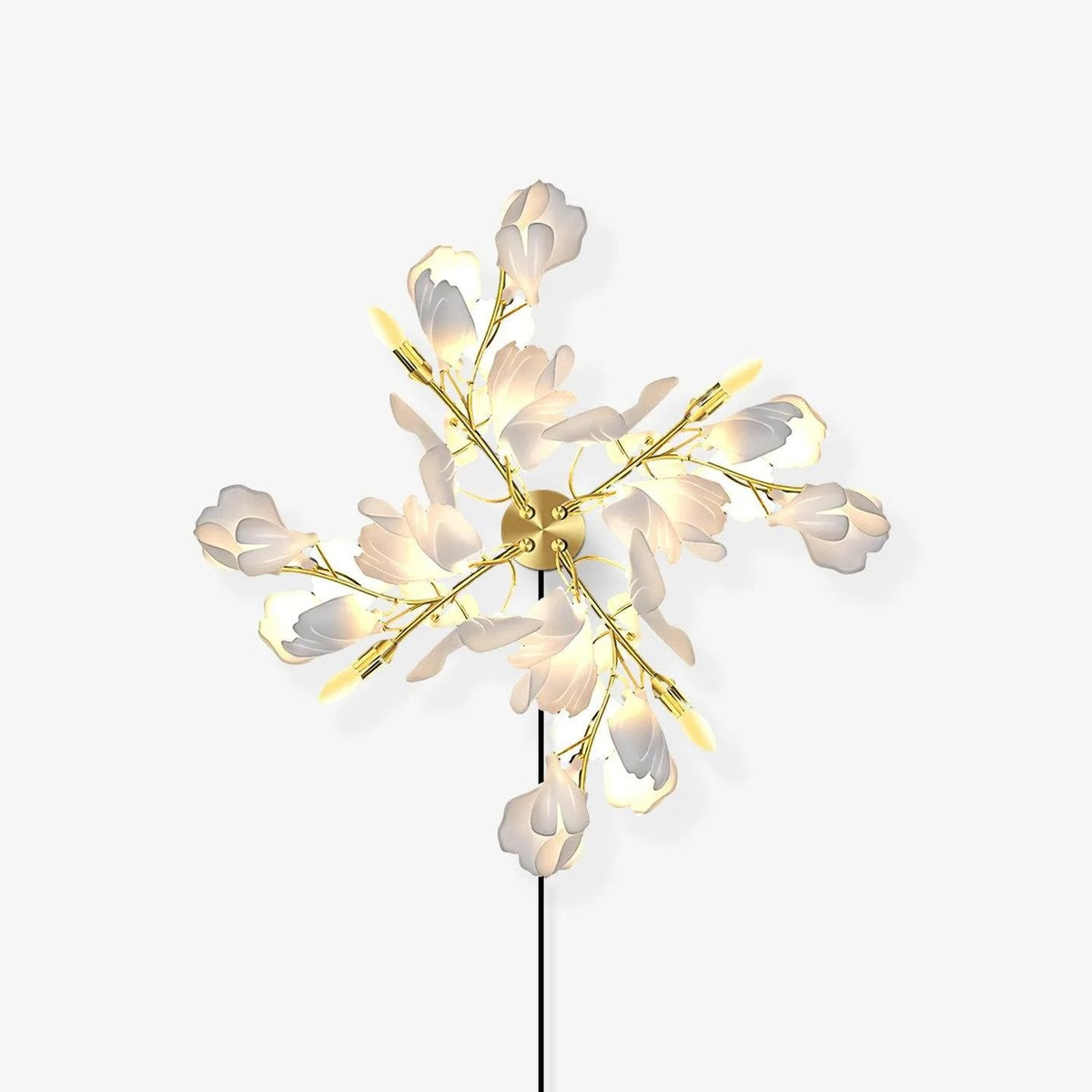 Květinová nástěnná lampa - Zlatá elegance a měkké světlo
