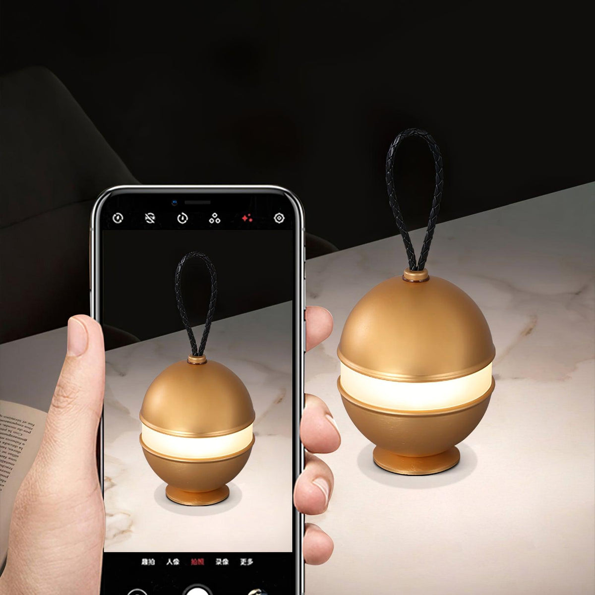 Oppladbar sfærelampe - elegant design og avslappende lys