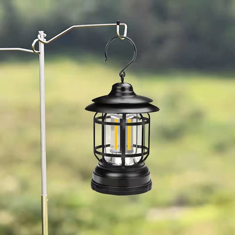 Retro LED kempingová lampa - vintage styl a praktičnost