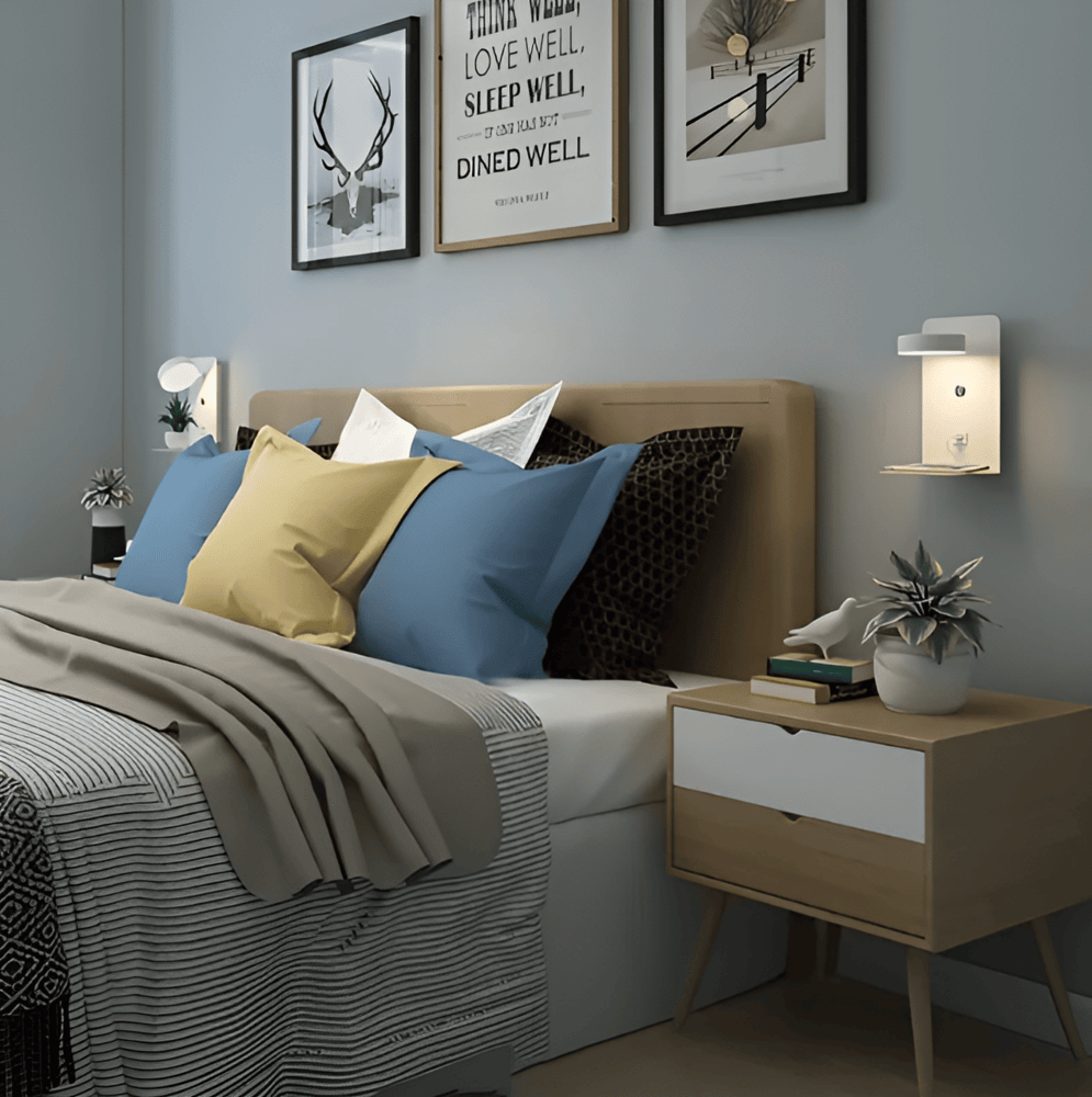 Led fali lámpa polccal és USB porttal - Modern design és 2 az 1-ben funkció