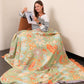 Bohemian Floral Patterned Blanket with Fringes 