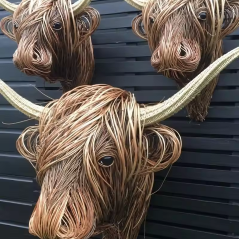 Cabeza de Vaca Trenzada – Arte Natural de Pared 