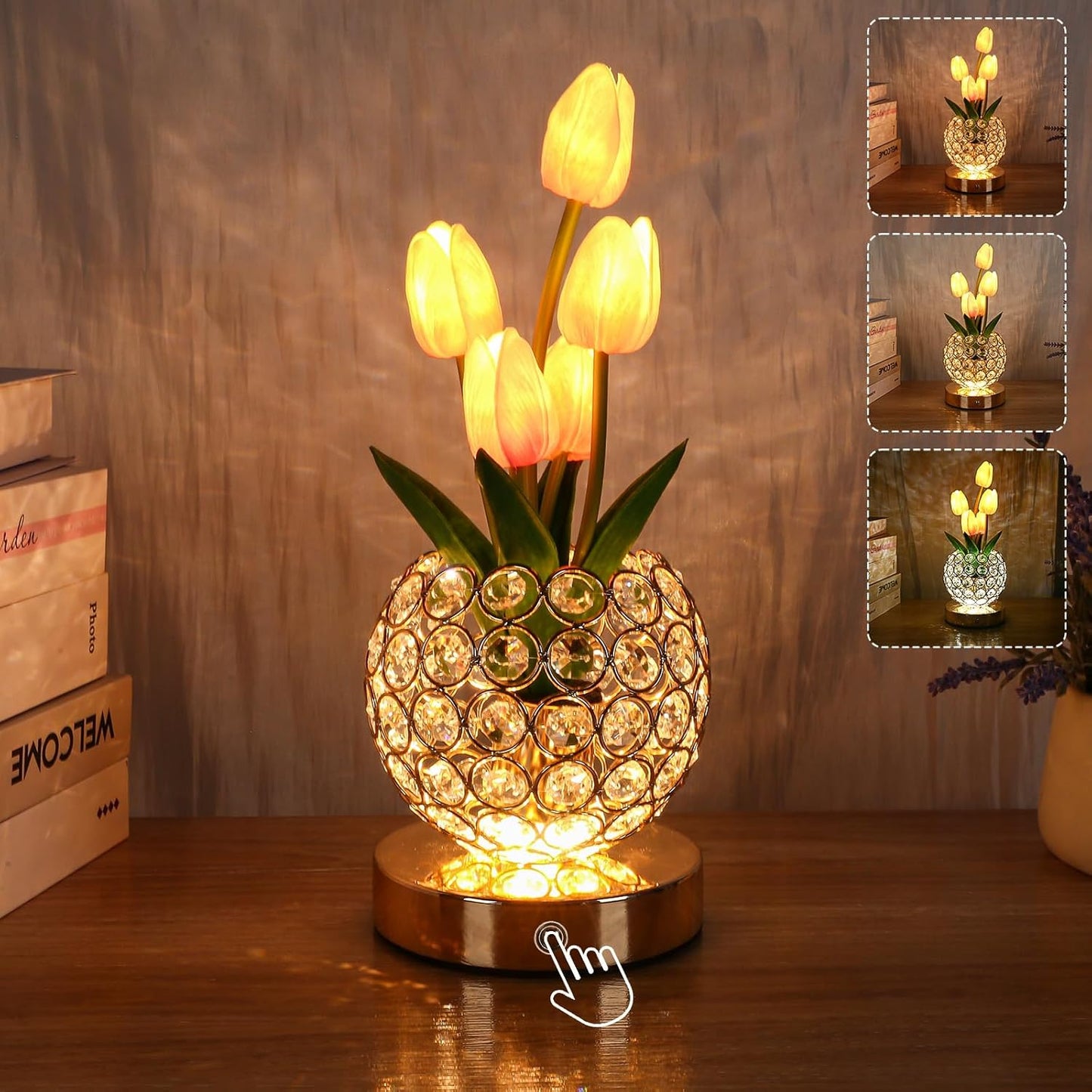 Lampada da Comodino Tattile – Splendore Cristallino Elegante 