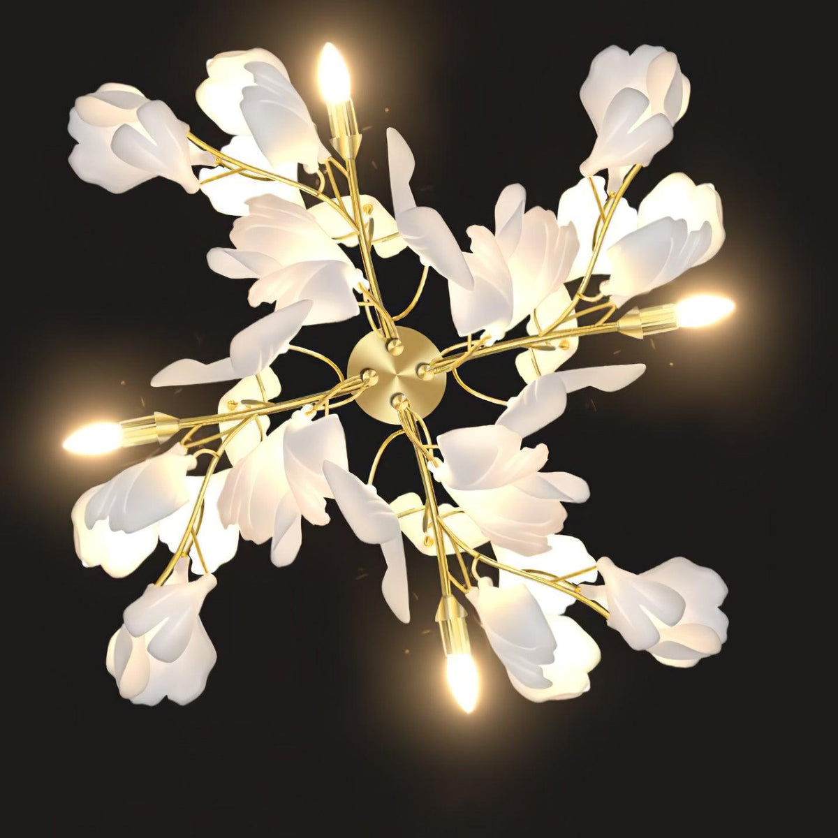 Květinová nástěnná lampa - Zlatá elegance a měkké světlo