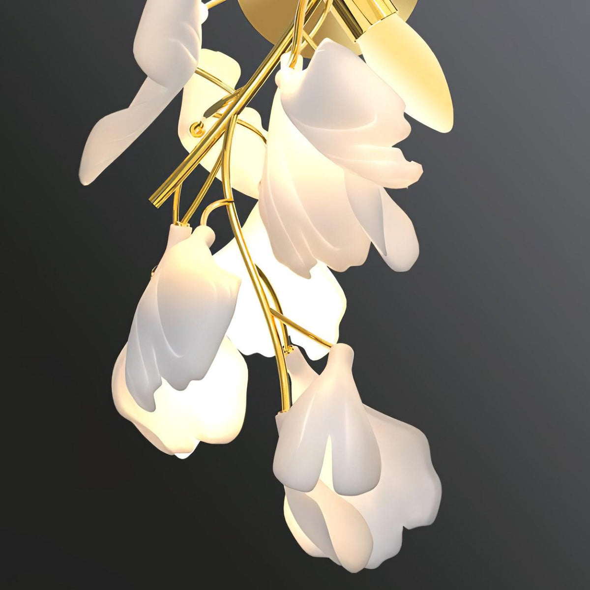 Květinová nástěnná lampa - Zlatá elegance a měkké světlo